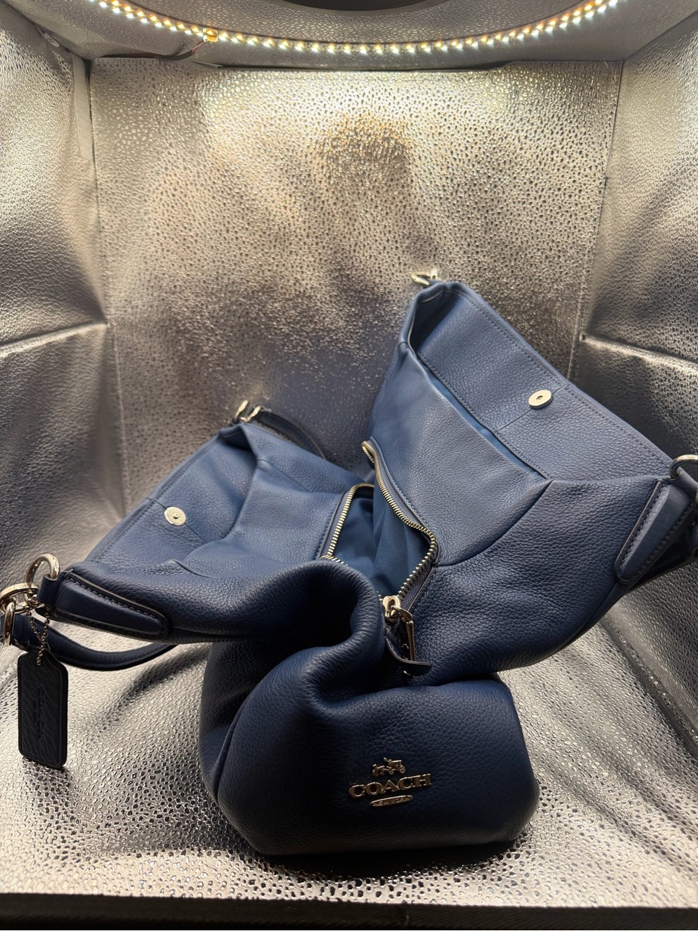 Coach Madison Phoebe Blue Pebbled Leather Shoulder Bag - Picture 3 of 5